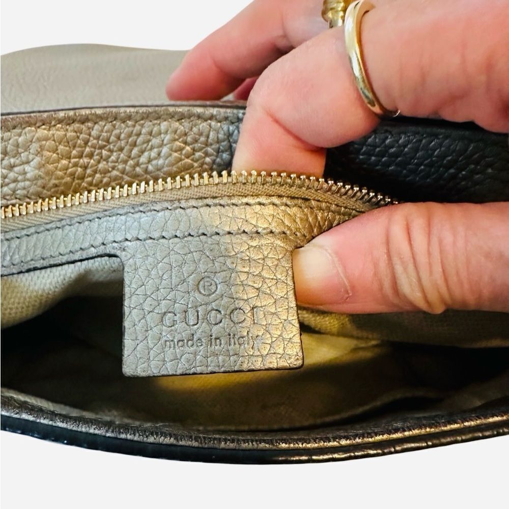 Gucci Gold SoHo Crossbody Bag with Chain Strap and Tassel - Picture 10 of 13